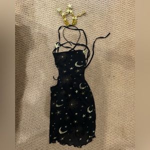 Dolls Kill Among the Stars Headband and Costume - Gold, Size Small